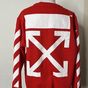Main Label Virgil Abloh Oversized Sweatshirt Small Medium Red White Soft